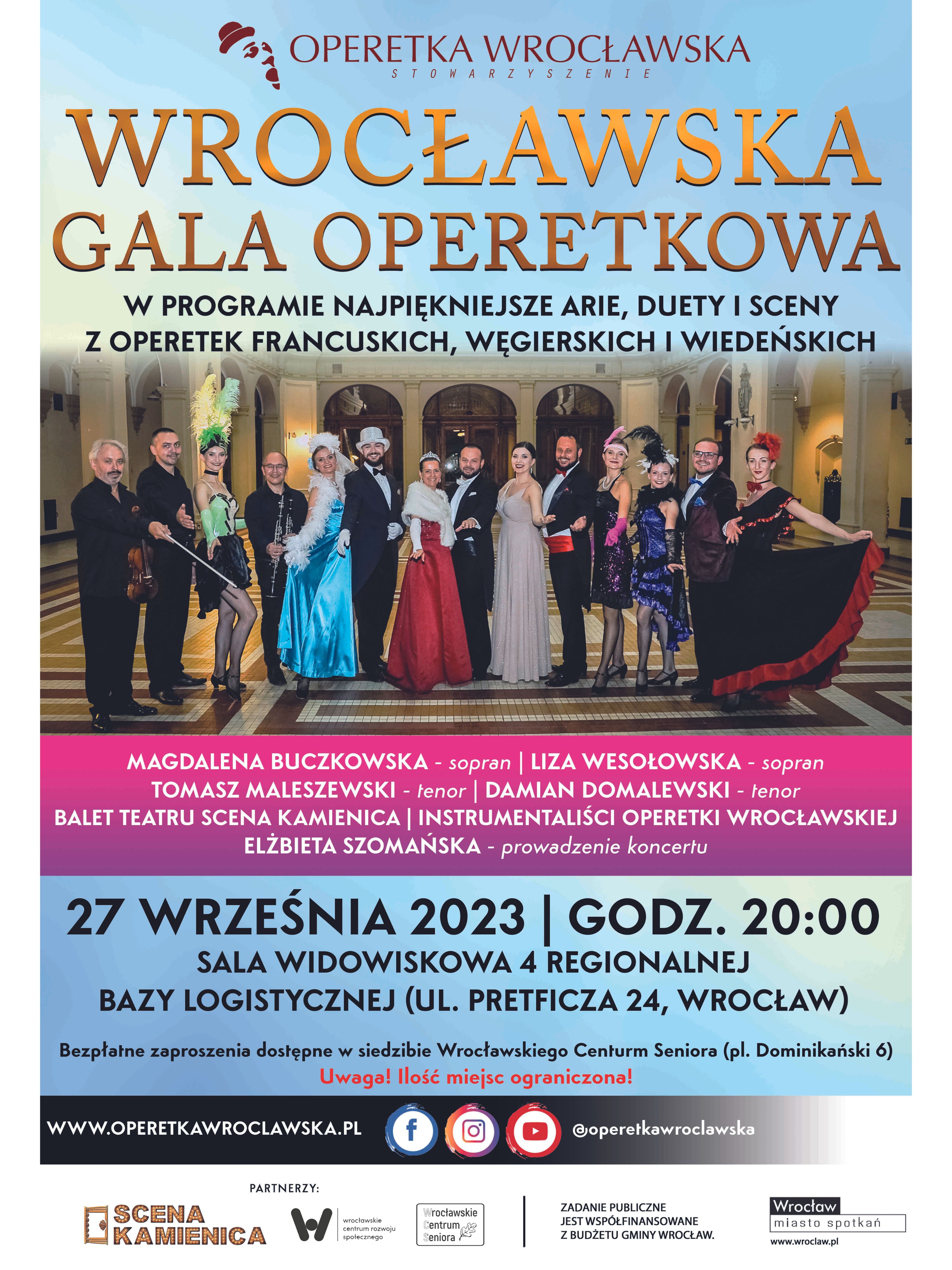 Plakat z nowym terminem IV Wrocławskiej Gali Operetkowej.