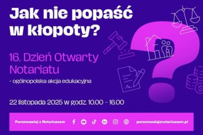 Grafika z napisem porozmawiaj o tym z notariuszem. Jak nie popaść w kłopoty.