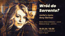 Grafika z postacią kobiety Anny German. Zaproszenie na koncert 19.01.2024.