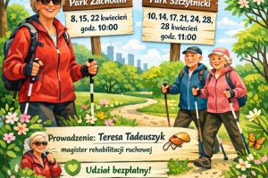 Plakat zapraszający na nordic walking.