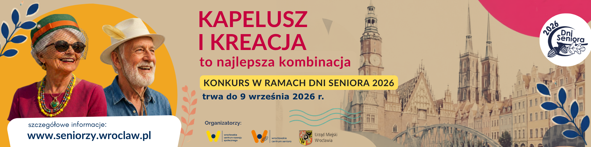 Baner  na grafice Kapelusz i kreacja to najlepsza kombinacja konkurs na nakrycie głowy.