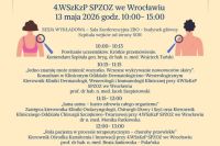 Plakat zapraszający na szkolenie pt. Profilaktyka nowotworów skóry – Znamiona pod lupą w dniu 13 maja sala konferencyjna w 4 Wojskowym Szpitalu Klinicznym we Wrocławiu.