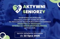 Grafika granatowa z jasnymi napisami informująca o dofinansowaniu konkursu na działania dla seniorów – rusza konkurs „ASY”! 