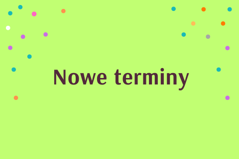 Grafika z napisem nowy termin. 