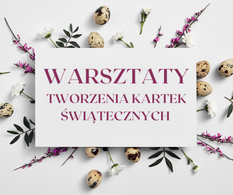 Grafika zapowiadajaca kreatywne warsztaty dla Seniorów z tworzenia kartek świątecznych!