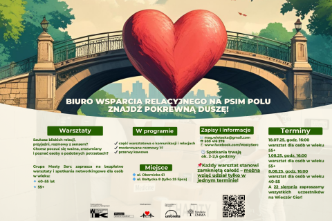 Na zdjęciu plakat do grupy relacyjnej Mosty Serc. 