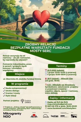 Plakat z mostem i sercem.