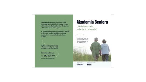 Grafika zapowiadająca cykl warsztatów pt. Akademia Seniora 