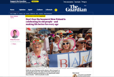 Obrazek z artykułu na temat Wrocławskich Dni Seniora 2024 w artykule The Guardian - Don’t fear the boomers!