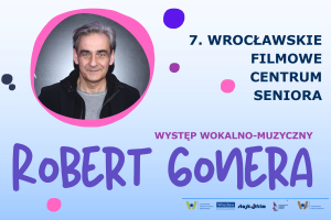 Robert Gonera na zdjeciu, obok tekst informujący o wydarzeniu.