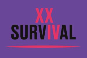 Na foletowym tle napis XX Survival.