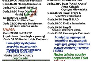 Jest to plakat, z dużą ilością kolorowych napisów, głownie o programie festynu.