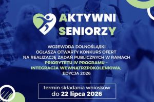 Grafika granatowa z jasnymi napisami informująca o dofinansowaniu konkursu na działania dla seniorów – rusza konkurs „ASY”! 
