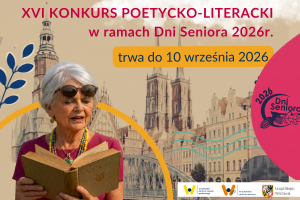 Grafika zapowiadająca konkurs poetycko-literacki w ramach dni seniora Wrocław 2026.