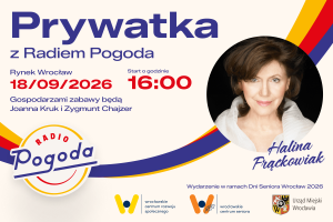 Grafika Prywatkaz Radiem Pogoda z Haliną Frąckowiak.